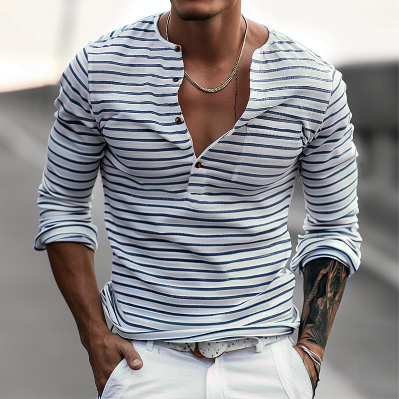 Dorian striped Henley shirt - detail