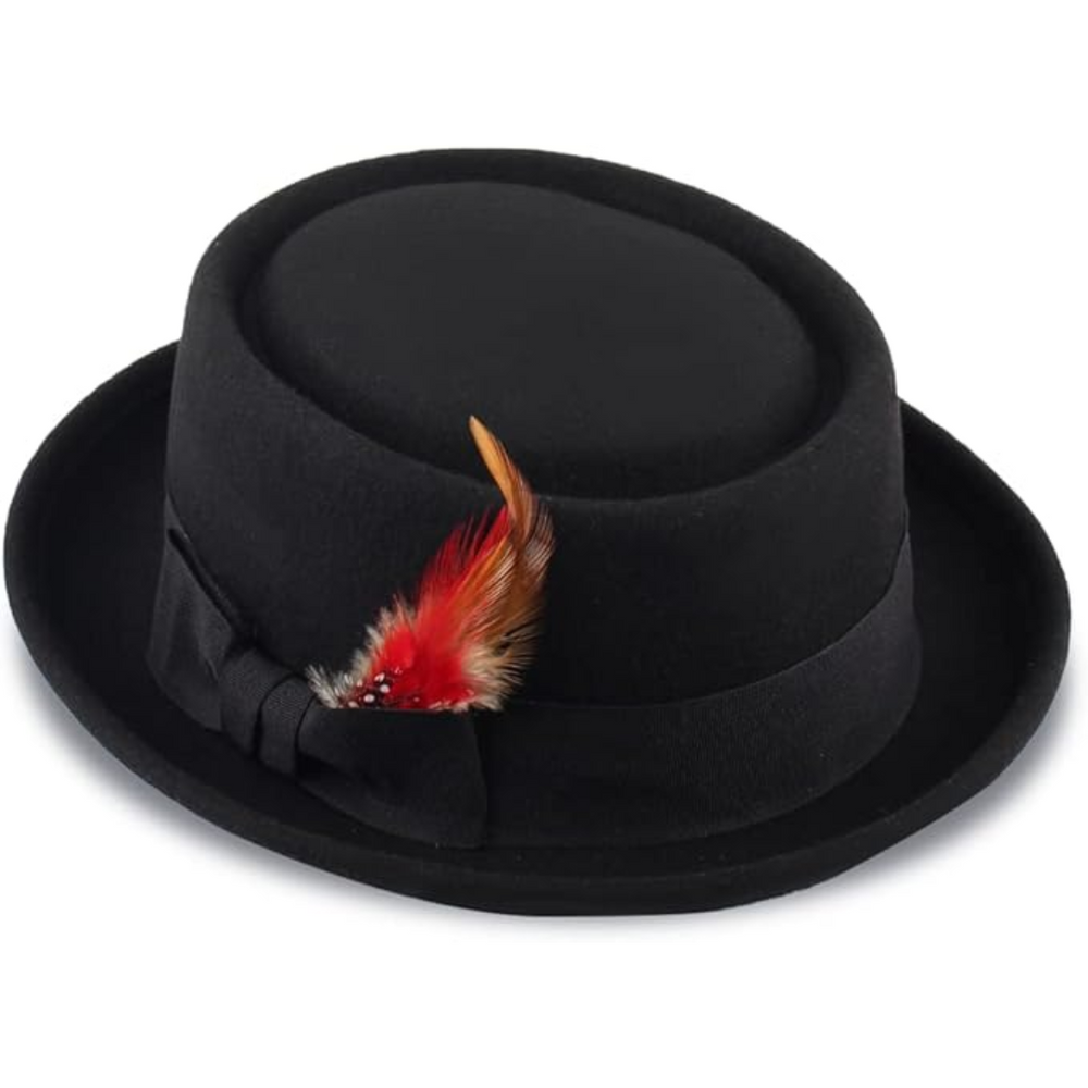 Evan Pork Pie Wool Felt Fedora Hat for Men - Stylish & Comfortable Headwear