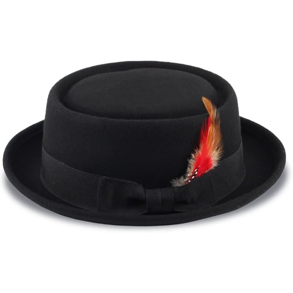 Evan Pork Pie Wool Felt Fedora Hat for Men - Stylish & Comfortable Headwear