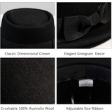 Evan Pork Pie Wool Felt Fedora Hat for Men - Stylish & Comfortable Headwear