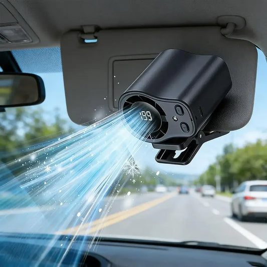 Portable Clip-On Desk Fan – USB Rechargeable, 360° Rotation & LED Display