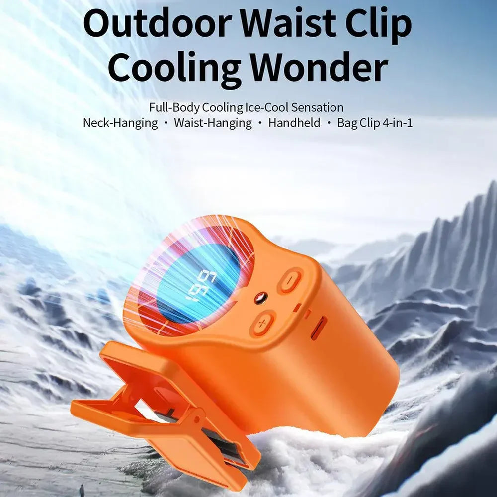 Portable Clip-On Desk Fan – USB Rechargeable, 360° Rotation & LED Display