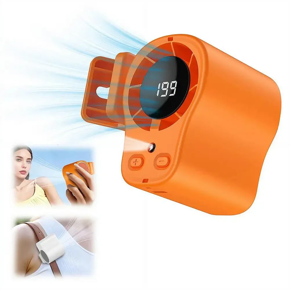 Portable Clip-On Desk Fan – USB Rechargeable, 360° Rotation & LED Display