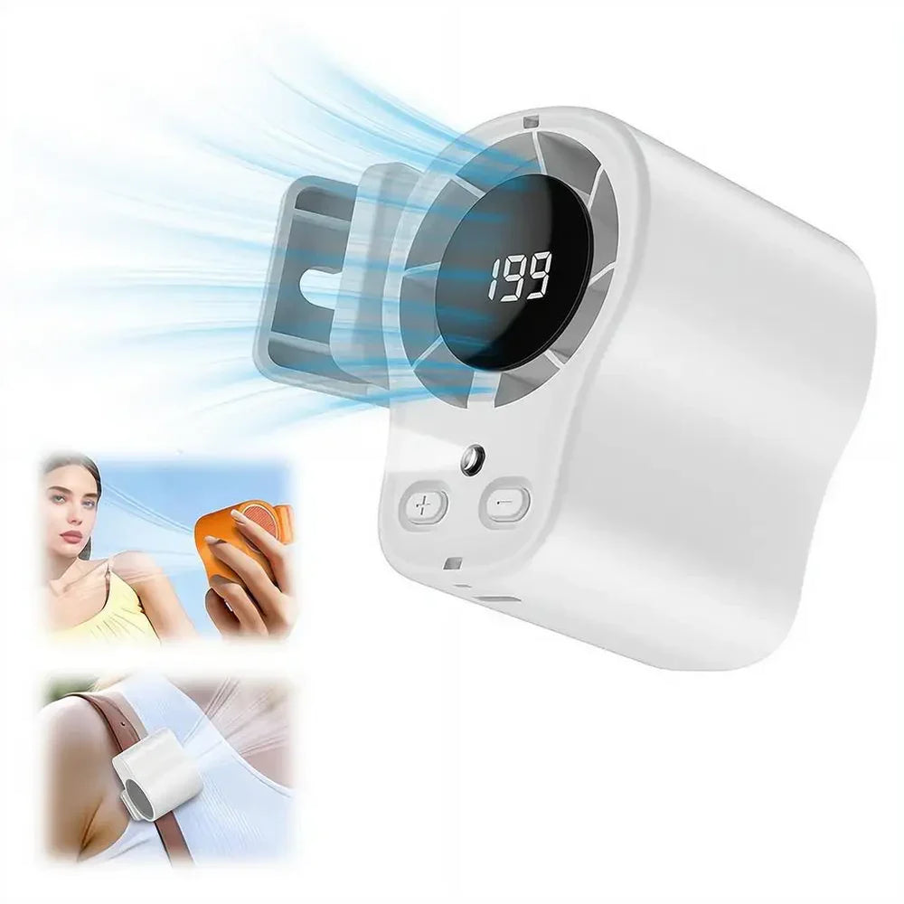 Portable Clip-On Desk Fan – USB Rechargeable, 360° Rotation & LED Display