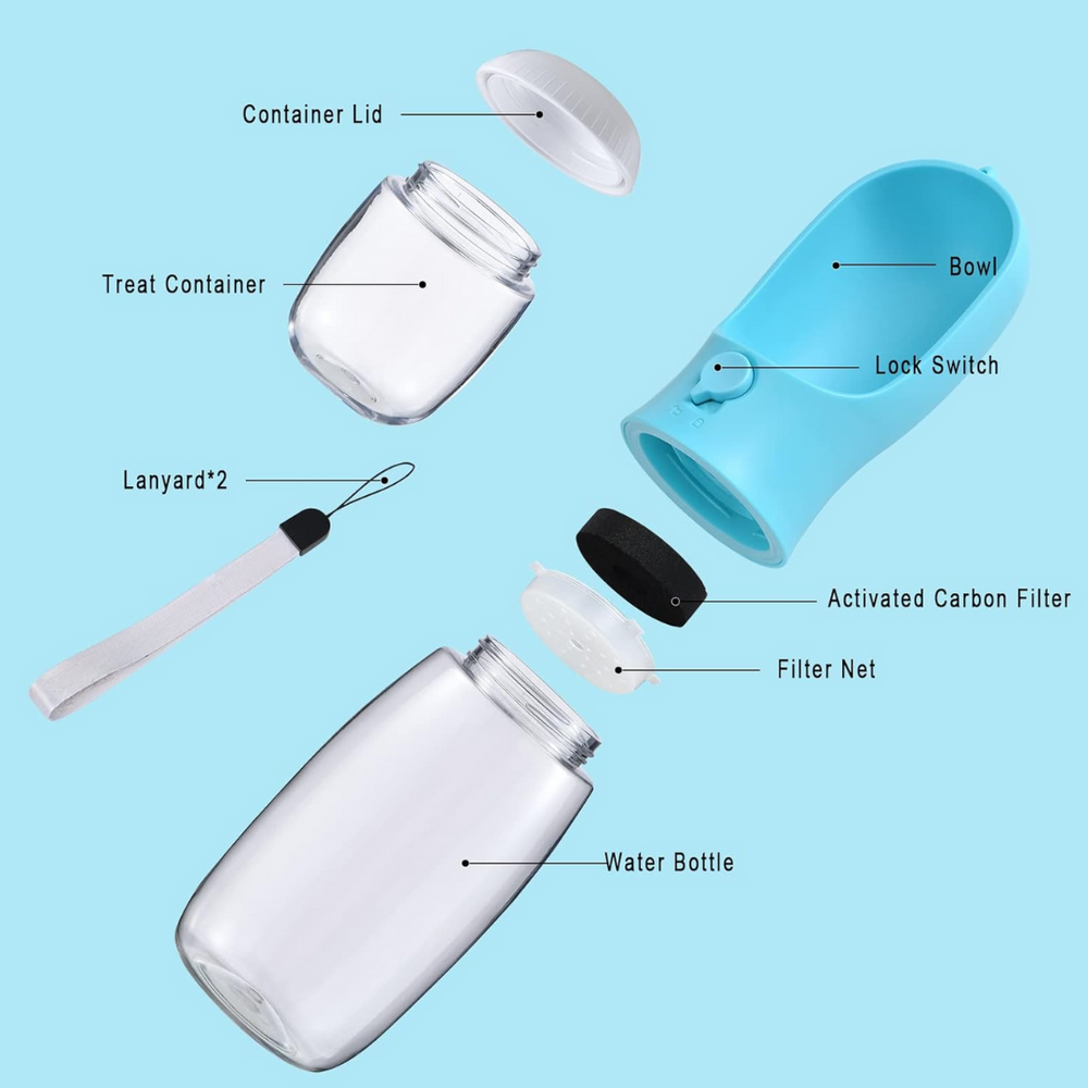 Portable Dog Water Bottle & Food Container - Leak-Proof Travel Bowl for Dogs - Ideal for Hiking, Camping, and Outdoor Adventures