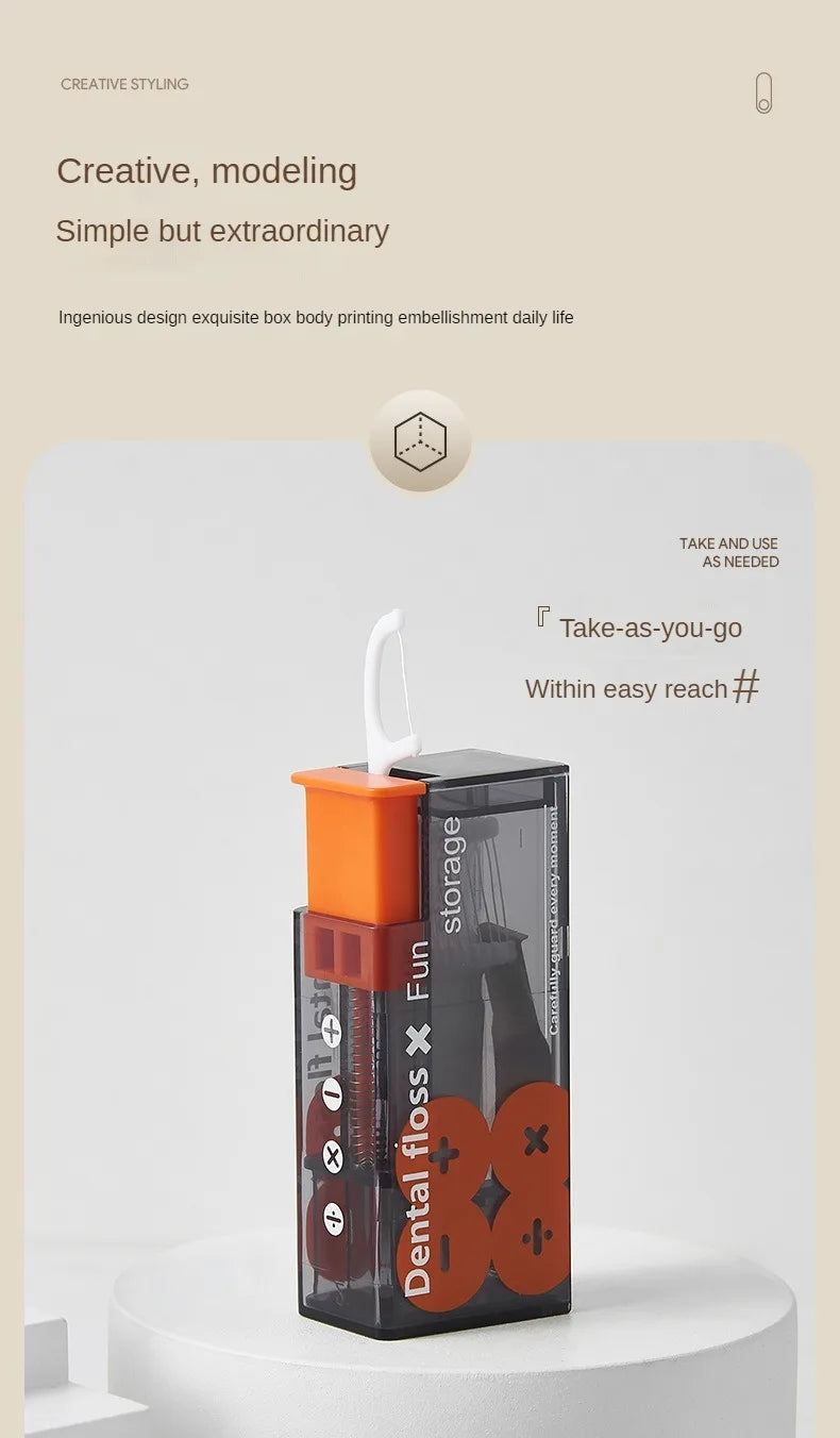 Portable Floss Dispenser with 10 Automatic Floss Sticks - Convenient Dental Care on the Go