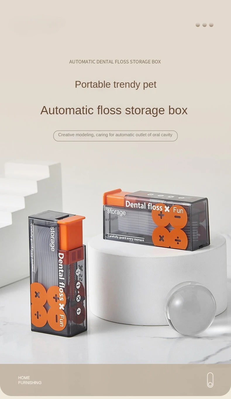 Portable Floss Dispenser with 10 Automatic Floss Sticks - Convenient Dental Care on the Go