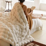 VeluLuxe Portable Faux Fur Fluffy Blanket - Ultra Soft, Cozy, and Lightweight for Travel & Home Use