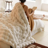 VeluLuxe Portable Faux Fur Fluffy Blanket - Ultra Soft, Cozy, and Lightweight for Travel & Home Use