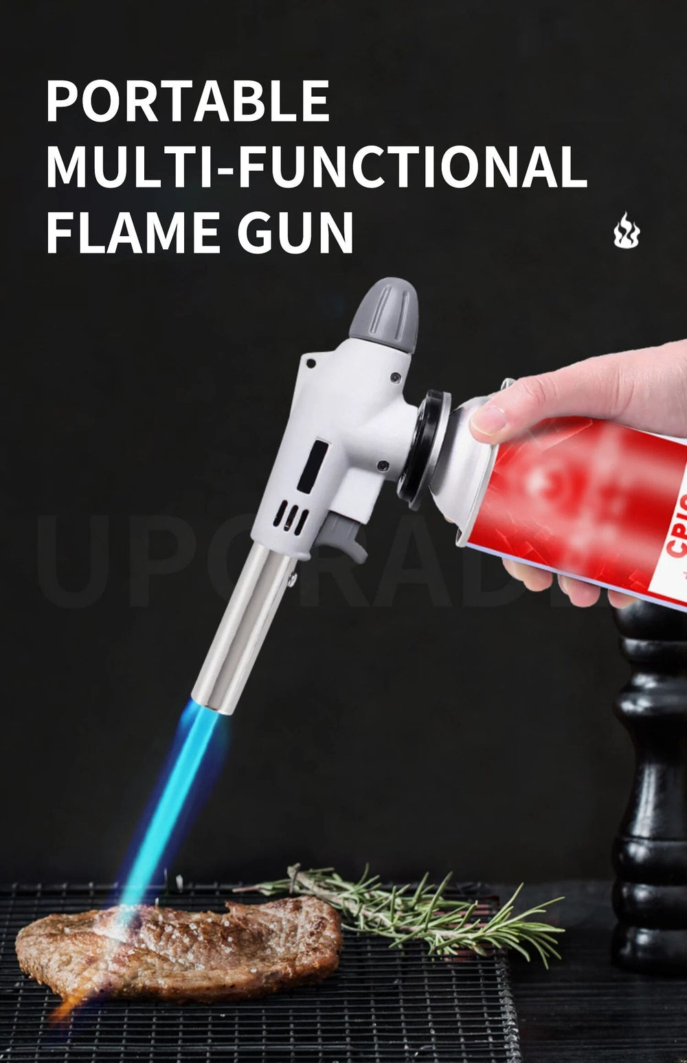 Enhanced Product Title: **Portable Butane Gas Stove - Versatile Metal Cooking Flame Gun for BBQ, Camping, and Outdoor Cooking** 

This title includes relevant keywords while maintaining clarity and appeal for potential buyers.