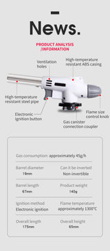 Enhanced Product Title: **Portable Butane Gas Stove - Versatile Metal Cooking Flame Gun for BBQ, Camping, and Outdoor Cooking** 

This title includes relevant keywords while maintaining clarity and appeal for potential buyers.