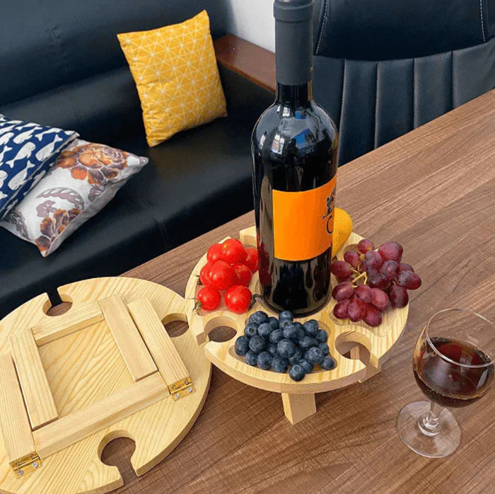 Optimized Product Title: "Klappbarer Holz-Picknicktisch mit Weinglashaltern & Flaschenhalter – Ideal für Garten, Camping und Ausflüge" 

This title includes relevant keywords and phrases that potential customers might search for, enhancing visibility on G