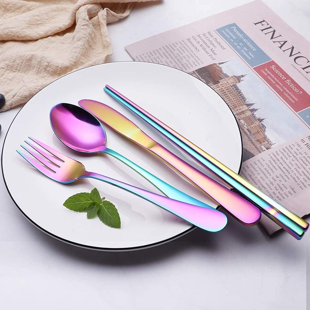 Premium Portable Stainless Steel Cutlery Set - Travel Essential for Eco-Friendly Dining On-the-Go!