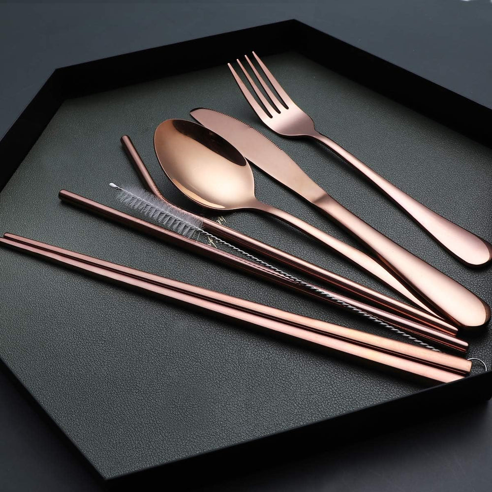 Premium Portable Stainless Steel Cutlery Set - Travel Essential for Eco-Friendly Dining On-the-Go!