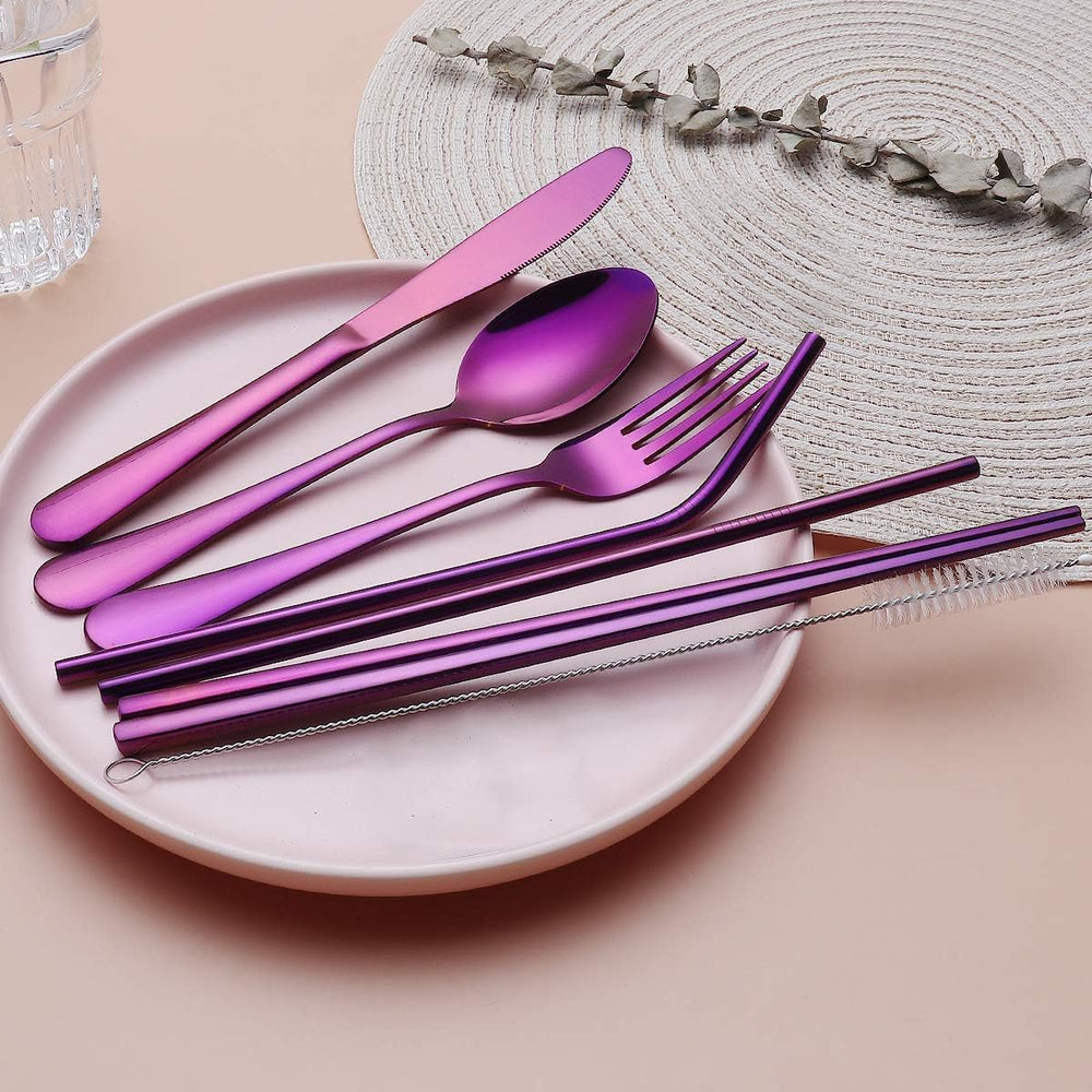 Premium Portable Stainless Steel Cutlery Set - Travel Essential for Eco-Friendly Dining On-the-Go!