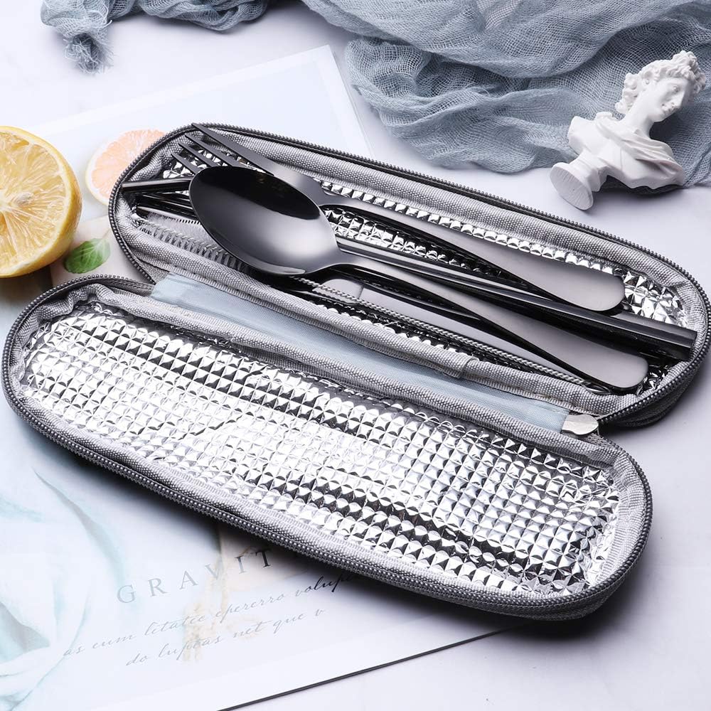 Premium Portable Stainless Steel Cutlery Set - Travel Essential for Eco-Friendly Dining On-the-Go!