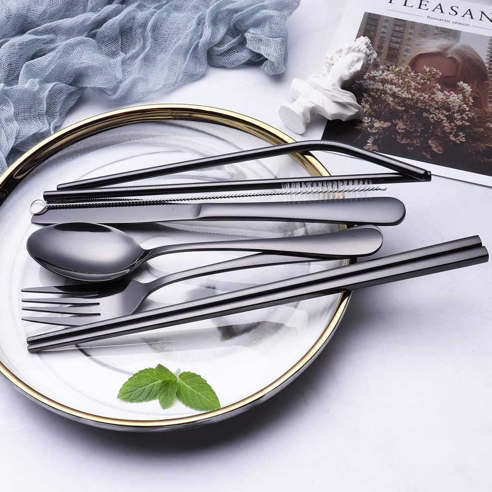 Premium Portable Stainless Steel Cutlery Set - Travel Essential for Eco-Friendly Dining On-the-Go!