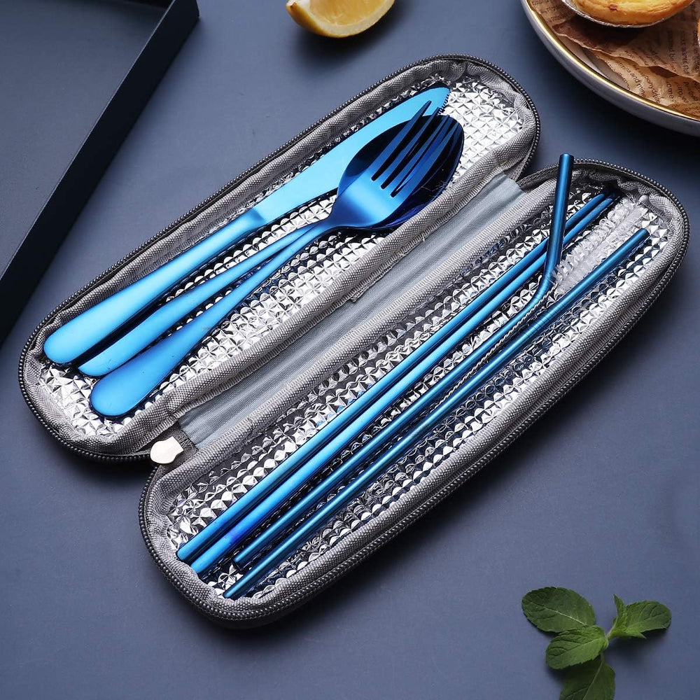 Premium Portable Stainless Steel Cutlery Set - Travel Essential for Eco-Friendly Dining On-the-Go!
