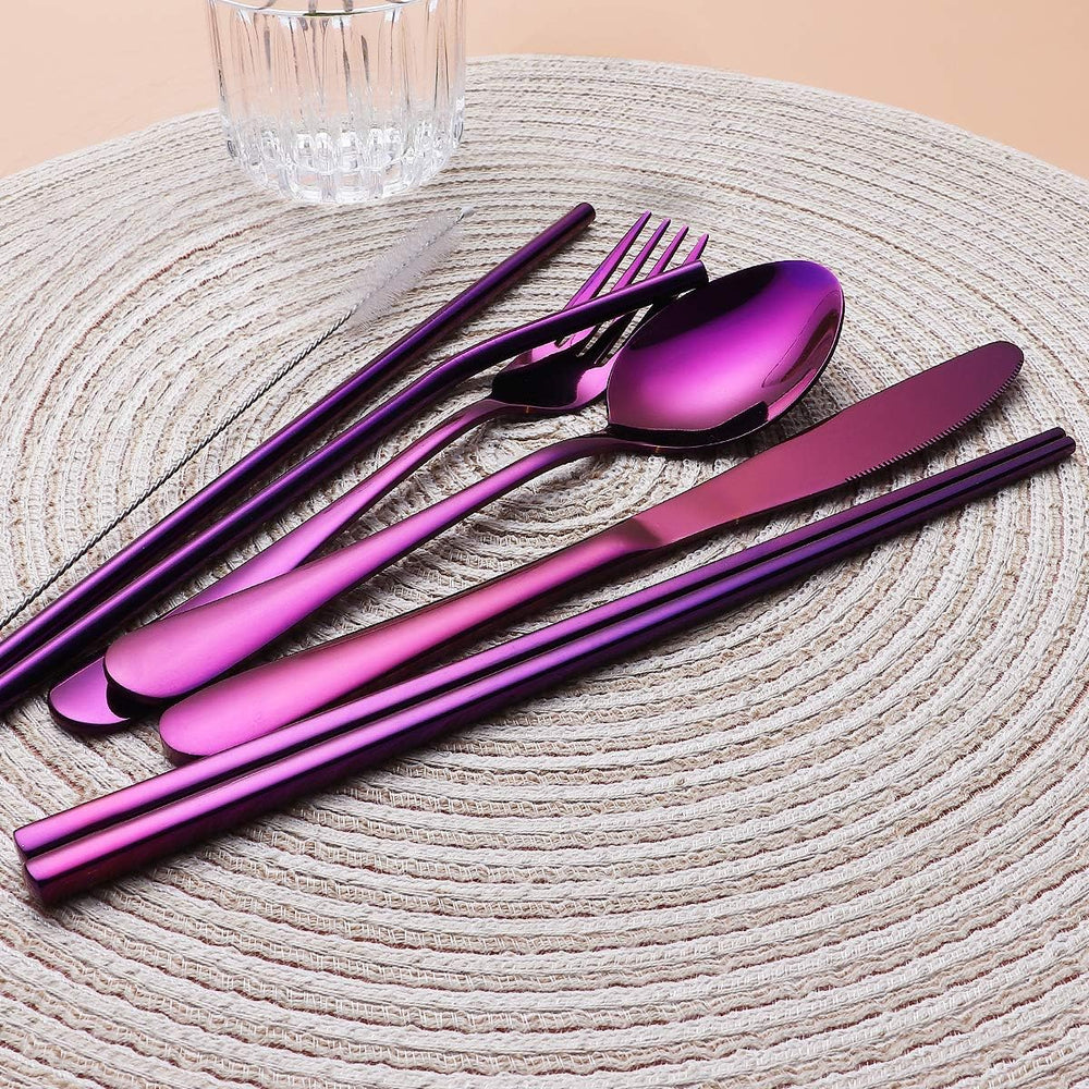 Premium Portable Stainless Steel Cutlery Set - Travel Essential for Eco-Friendly Dining On-the-Go!