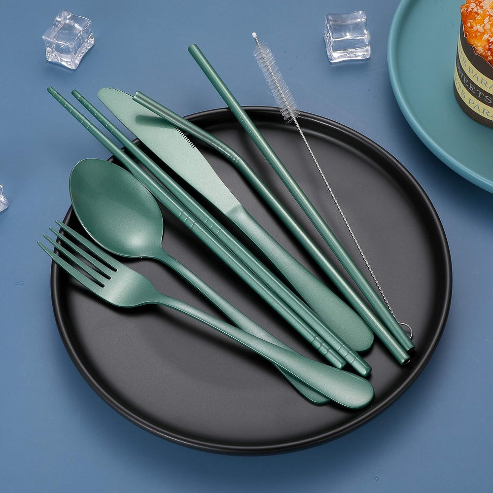 Premium Portable Stainless Steel Cutlery Set - Travel Essential for Eco-Friendly Dining On-the-Go!