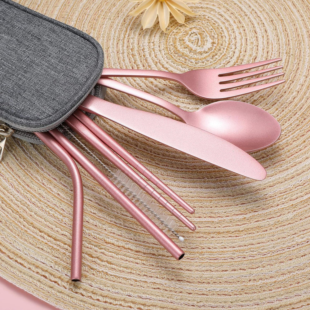 Premium Portable Stainless Steel Cutlery Set - Travel Essential for Eco-Friendly Dining On-the-Go!
