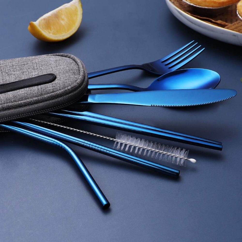 Premium Portable Stainless Steel Cutlery Set - Travel Essential for Eco-Friendly Dining On-the-Go!