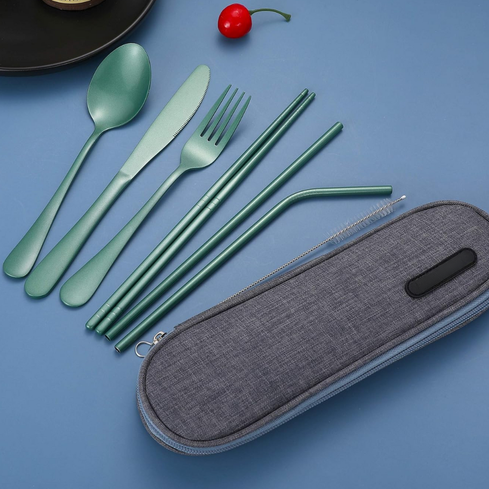 Premium Portable Stainless Steel Cutlery Set - Travel Essential for Eco-Friendly Dining On-the-Go!