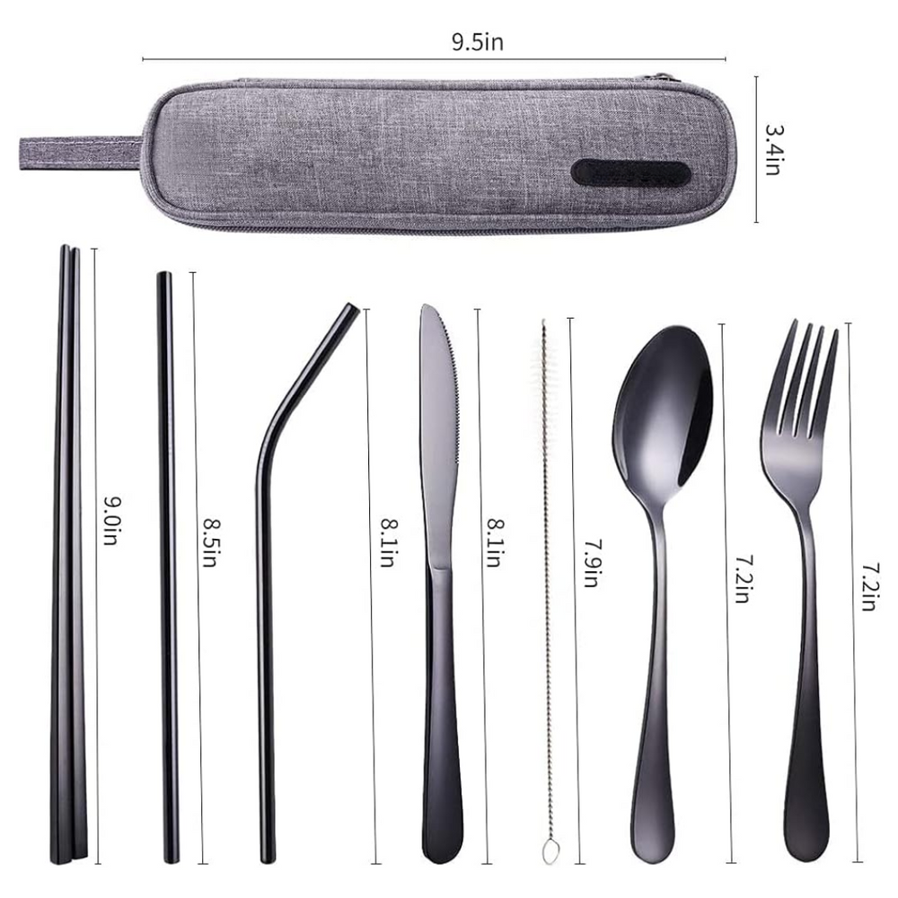 Premium Portable Stainless Steel Cutlery Set - Travel Essential for Eco-Friendly Dining On-the-Go!
