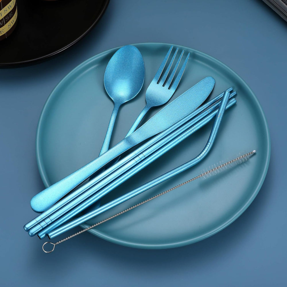Premium Portable Stainless Steel Cutlery Set - Travel Essential for Eco-Friendly Dining On-the-Go!