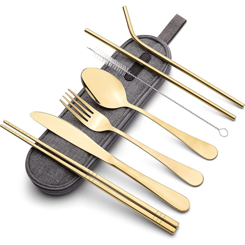 Premium Portable Stainless Steel Cutlery Set - Travel Essential for Eco-Friendly Dining On-the-Go!