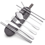 Premium Portable Stainless Steel Cutlery Set - Travel Essential for Eco-Friendly Dining On-the-Go!