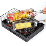Rolling Grill Basket – Stainless Steel, 360° Rotation & Wooden Handle
