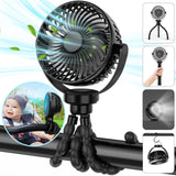 Portable Stroller Fan with 8000mAh Battery - Rechargeable, Quiet, and Adjustable for Baby Comfort