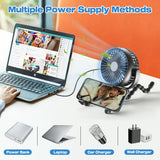 Portable Stroller Fan with 8000mAh Battery - Rechargeable, Quiet, and Adjustable for Baby Comfort