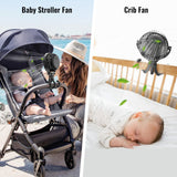 Portable Stroller Fan with 8000mAh Battery - Rechargeable, Quiet, and Adjustable for Baby Comfort