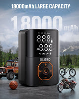 Portable Tire Pump - 18000mAh High-Power Air Compressor for Cars & Motorcycles - Fast Inflation, Compact Design, Ideal for Road Trips