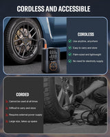 Portable Tire Pump - 18000mAh High-Power Air Compressor for Cars & Motorcycles - Fast Inflation, Compact Design, Ideal for Road Trips