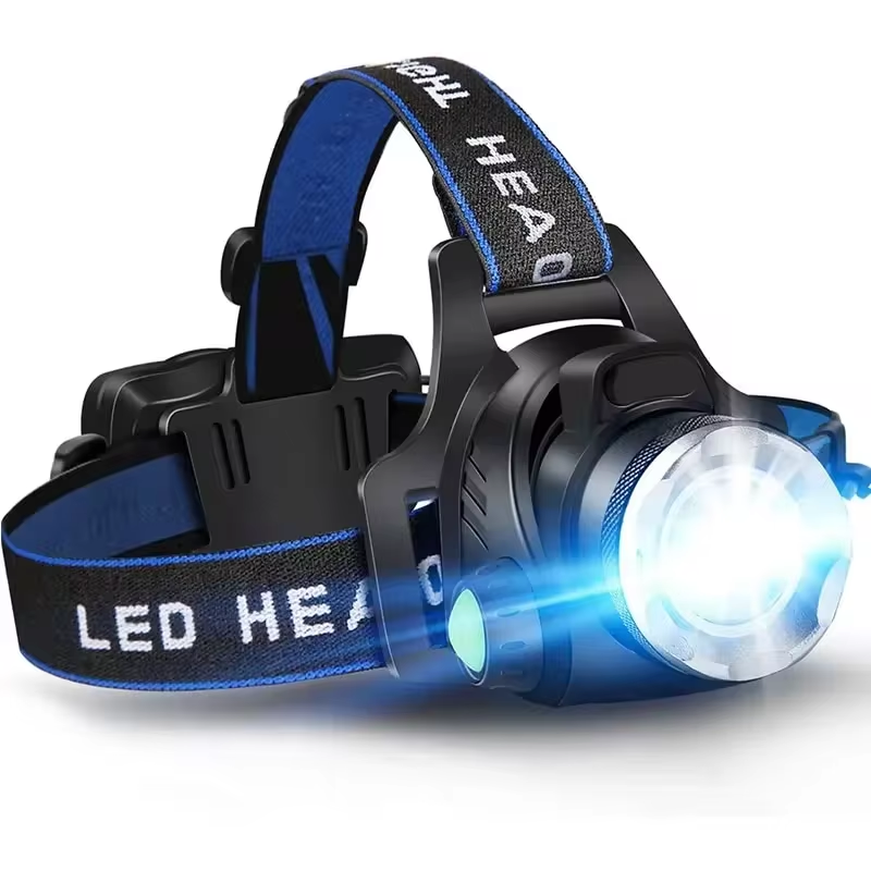 High-Performance Waterproof LED Headlamp with Zoom Feature & Rechargeable Battery - Ideal for Outdoor Activities