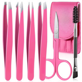 6-Piece Precision Tweezer Set for Eyebrows with Travel Case - Perfect for Grooming & Eyebrow Shaping