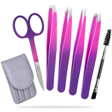 6-Piece Precision Tweezer Set for Eyebrows with Travel Case - Perfect for Grooming & Eyebrow Shaping