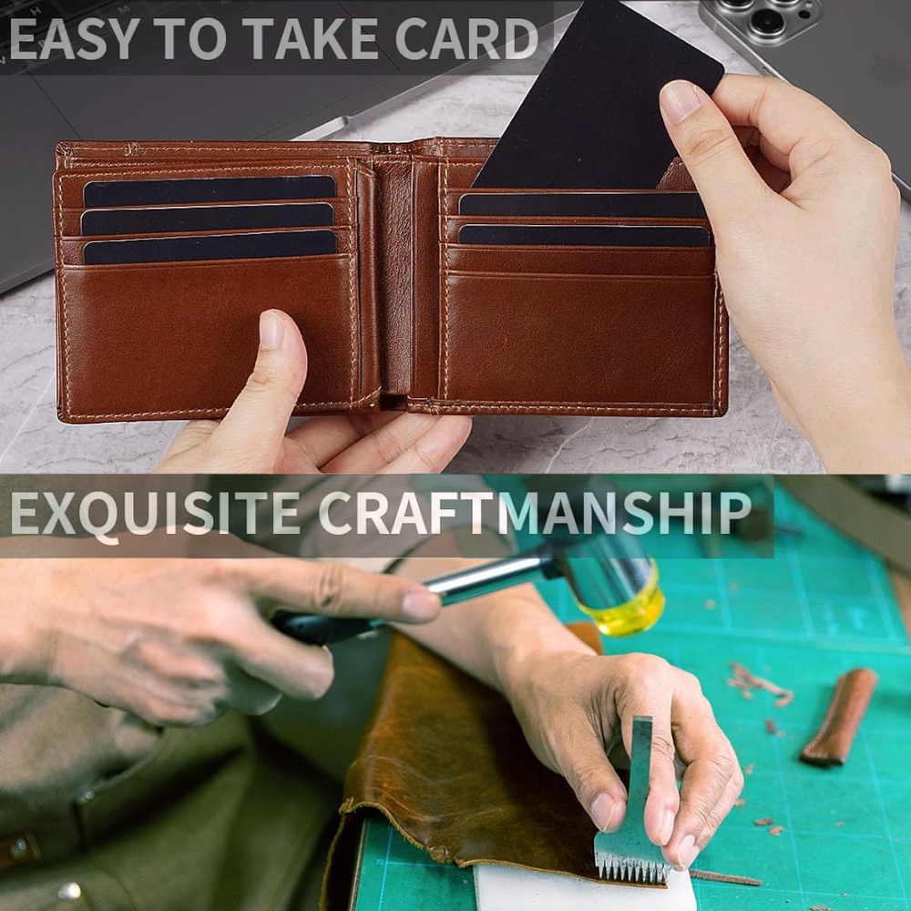 Premium SlimArmor RFID-Blocking Leather Bifold Wallet for Men - Stylish & Secure Design