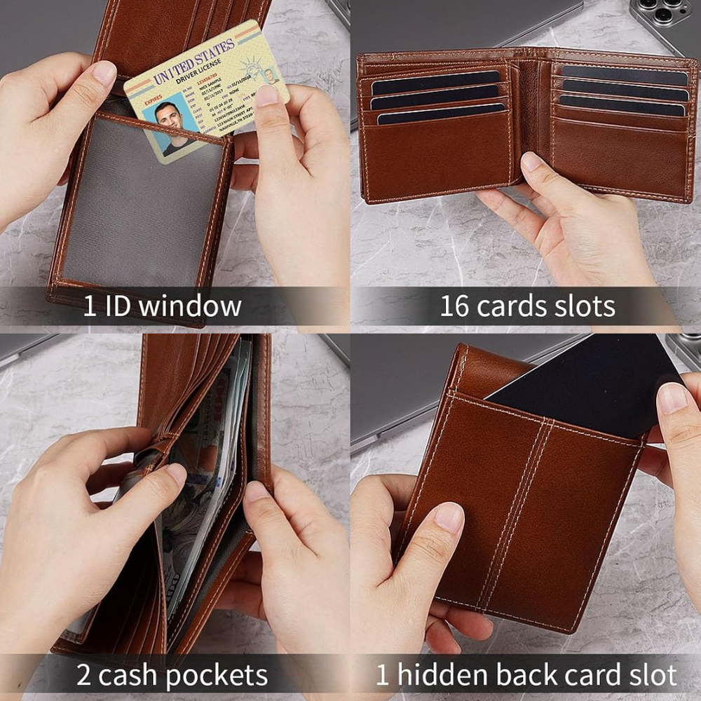 Premium SlimArmor RFID-Blocking Leather Bifold Wallet for Men - Stylish & Secure Design