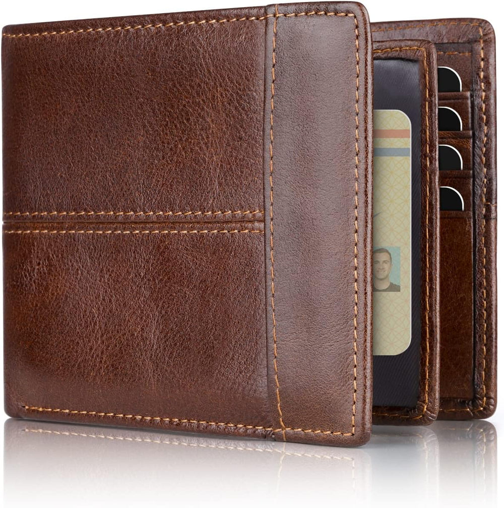 Premium SlimArmor RFID-Blocking Leather Bifold Wallet for Men - Stylish & Secure Design