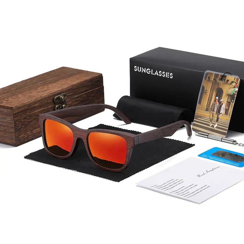 Timbergrain Sunglasses – Polarized UV400 Lenses & Engraved Wood Frame