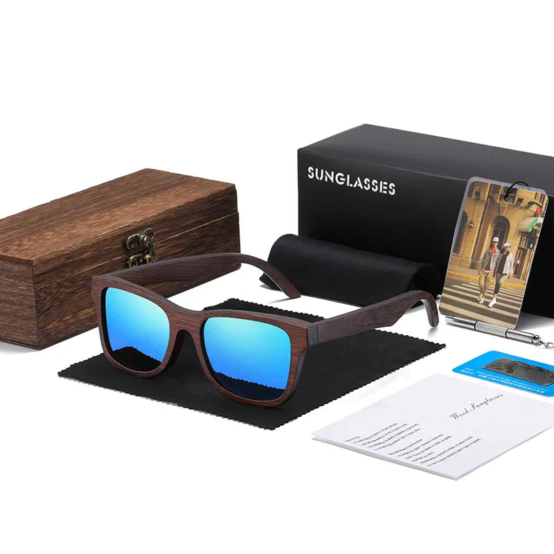 Timbergrain Sunglasses – Polarized UV400 Lenses & Engraved Wood Frame