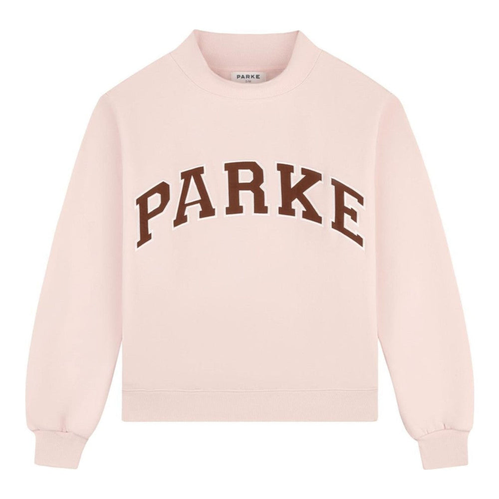 Varsity Mockneck Sweatshirt - Rose Color with Mocha Lettering | Stylish & Comfortable Apparel