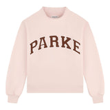 Varsity Mockneck Sweatshirt - Rose Color with Mocha Lettering | Stylish & Comfortable Apparel