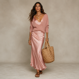 Rose Satin Slip Maxi Dress