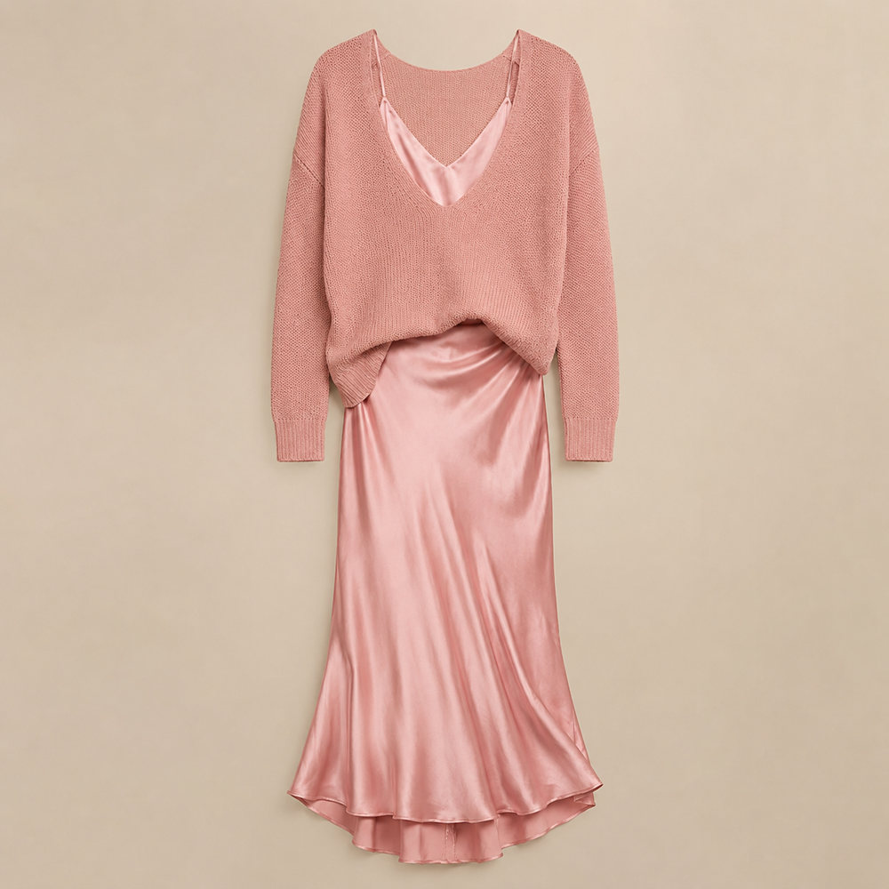 Rose Satin Slip Maxi Dress detail