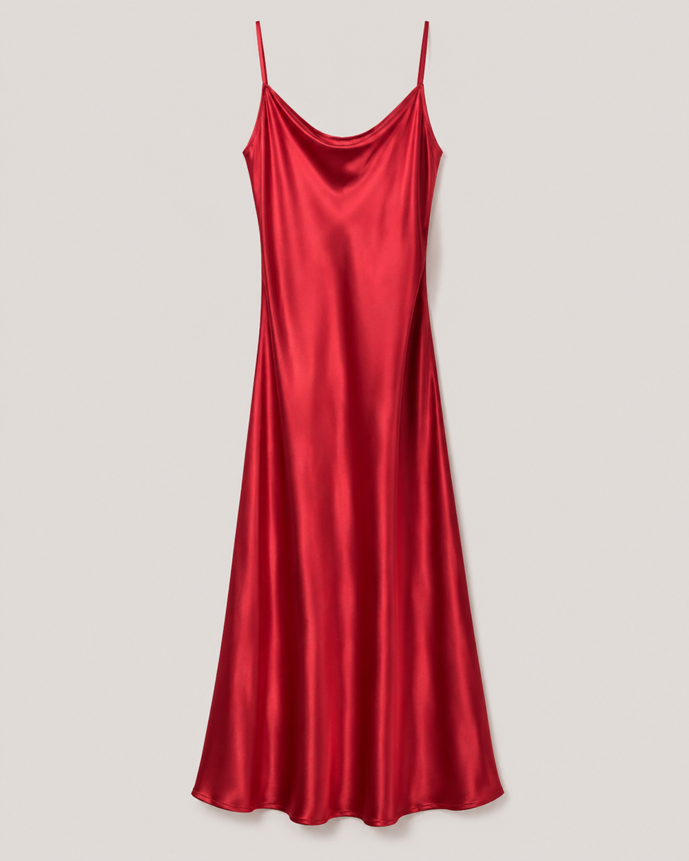 Crimson Cowl Neck Slip Gown side view